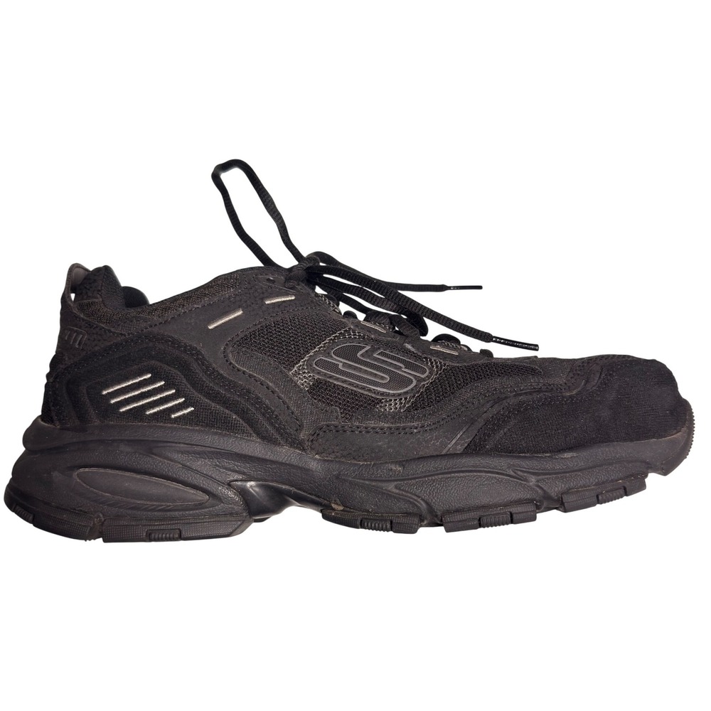 Skechers Sport Mens Wide Fit Black Leather Sneakers SN 237067W Size 11 Wide